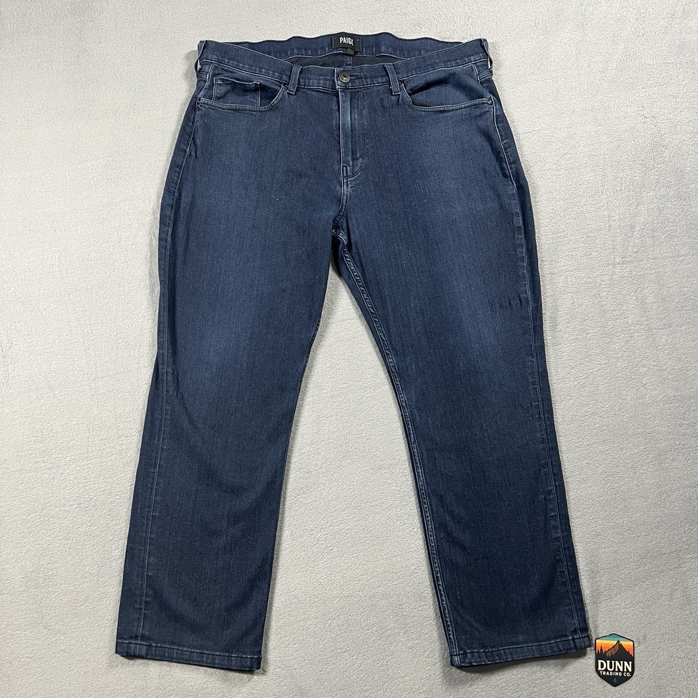 Paige Jeans Mens 36x28 Blue Normandie Straight Medium Wash Stretch Denim - Picture 1 of 11